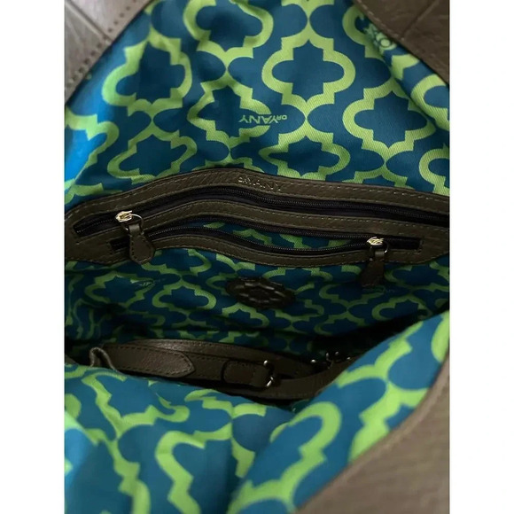 Oryany Olive Green Pebbled Leather Shoulder Fold Over Hobo Handbag - Picture 9 of 11